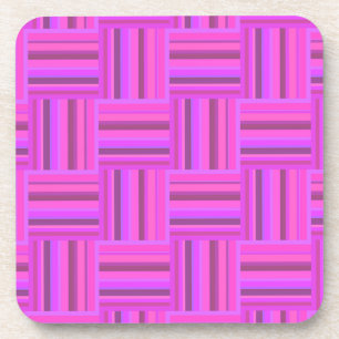 Pink stripes weave pattern drink coaster