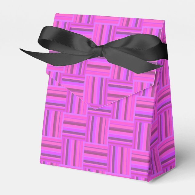 Pink stripes weave pattern favor boxes (Front Side)