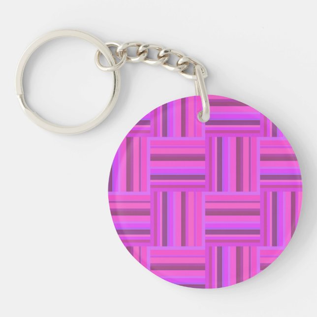 Pink stripes weave pattern keychain (Front)