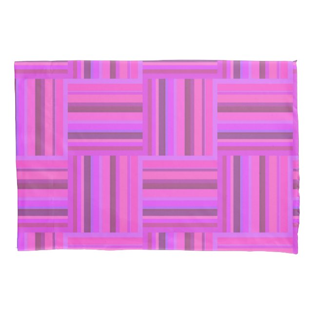 Pink stripes weave pattern pillowcase (Front)