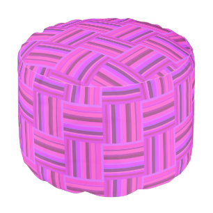 Pink stripes weave pattern pouf