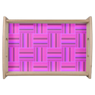 Pink stripes weave pattern serving tray