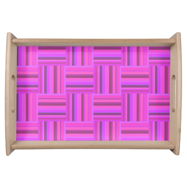 Pink stripes weave pattern serving tray (Front)