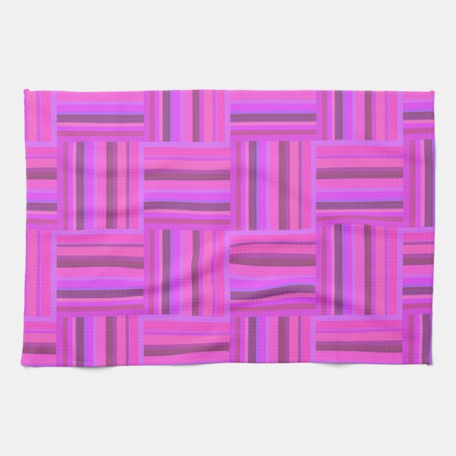 Pink stripes weave pattern towel (Horizontal)