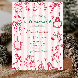 Pink Stripes Whimsical Hand-Drawn Bridal Shower Invitation