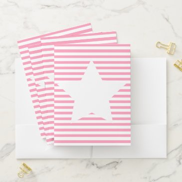 Pink Stripes & White Star | Pocket Folder