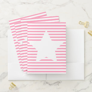 Pink Stripes & White Star Pocket Folder
