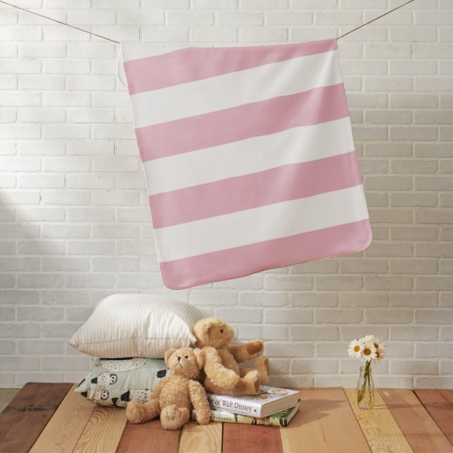 Pink Stripes, White Stripes, Striped Pattern Baby Blanket (In Situ)