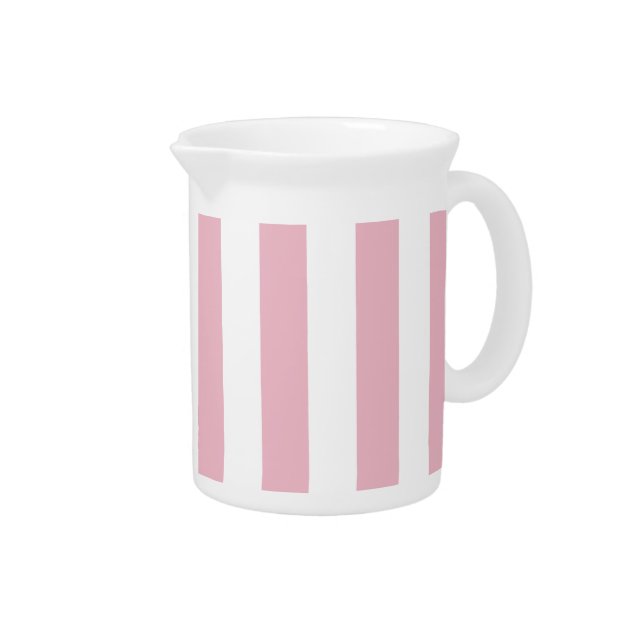 Pink Stripes, White Stripes, Striped Pattern Beverage Pitcher (Right)