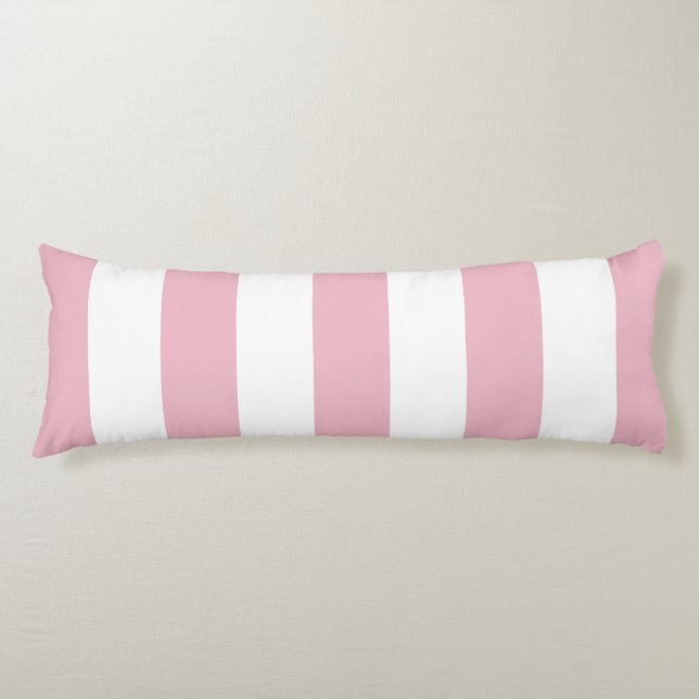 Pink Stripes, White Stripes, Striped Pattern Body Pillow (Front)