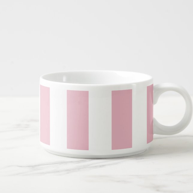 Pink Stripes, White Stripes, Striped Pattern Bowl (Left)