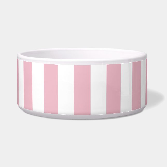 Pink Stripes, White Stripes, Striped Pattern Bowl (Front)