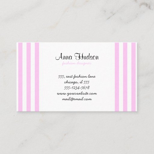 Customizable Artistic Abstract Retro Stripes Pink White Business Card Template