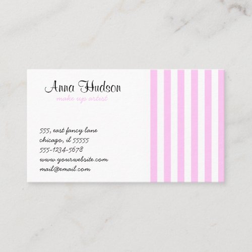 Artistic Abstract Retro Stripes Pink White Business Card Template