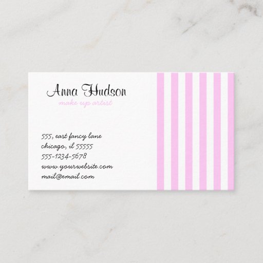 Customizable Artistic Abstract Retro Stripes Pink White Business Card Template