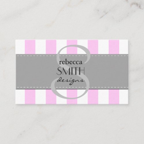 Artistic Trendy Chic Stripes Pink White Gray Business Card Templates