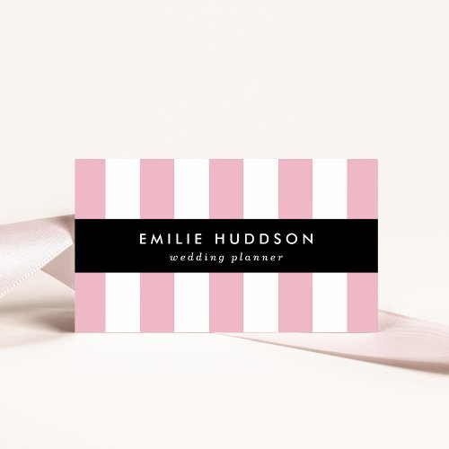 Pink Stripes White Stripes Striped Pattern Business Card