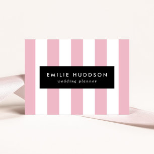 Pink Stripes, White Stripes, Striped Pattern Business Card