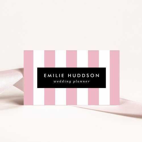 Pink Stripes White Stripes Striped Pattern Business Card