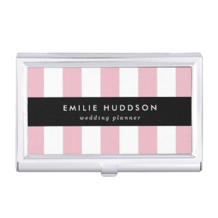 Pink Stripes, White Stripes, Striped Pattern Business Card Case