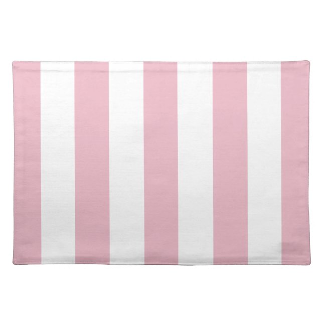 Pink Stripes, White Stripes, Striped Pattern Cloth Placemat (Front)