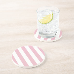 Pink Stripes, White Stripes, Striped Pattern Coaster