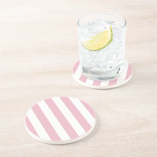 Pink Stripes White Stripes Striped Pattern Coaster