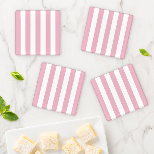 Pink Stripes White Stripes Striped Pattern Coaster Set