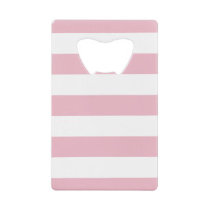 Pink Stripes, White Stripes, Striped Pattern Credit Card Bottle Opener