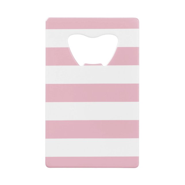 Pink Stripes, White Stripes, Striped Pattern Credit Card Bottle Opener (Front)