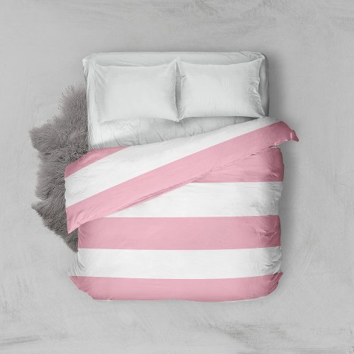 Pink Stripes White Stripes Striped Pattern Duvet Cover