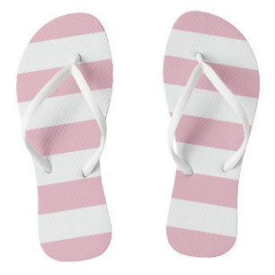 Pink Stripes, White Stripes, Striped Pattern Flip Flops