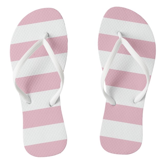 Pink Stripes, White Stripes, Striped Pattern Flip Flops (Footbed)