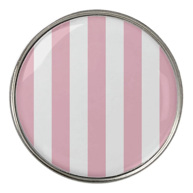Pink Stripes, White Stripes, Striped Pattern Golf Ball Marker (Front)