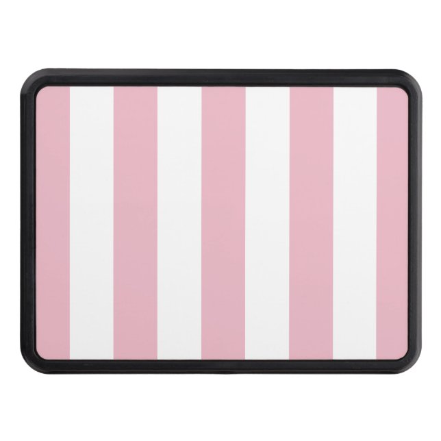 Pink Stripes, White Stripes, Striped Pattern Hitch Cover (Front)