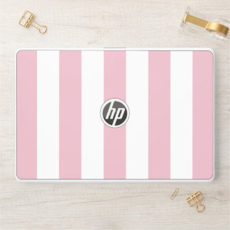 Pink Stripes, White Stripes, Striped Pattern HP Laptop Skin