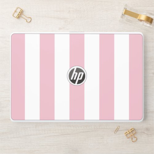 Pink Stripes White Stripes Striped Pattern HP Laptop Skin