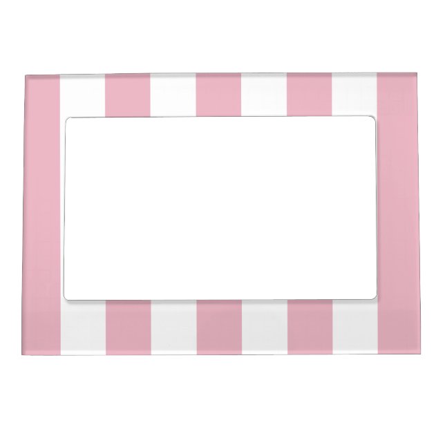 Pink Stripes, White Stripes, Striped Pattern Magnetic Frame (Front)