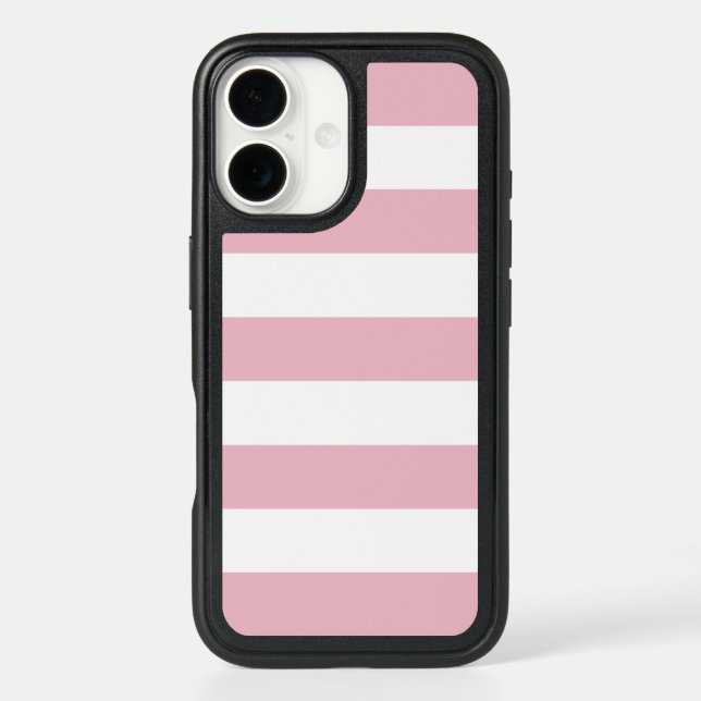 Pink Stripes, White Stripes, Striped Pattern Otterbox iPhone Case (Back)