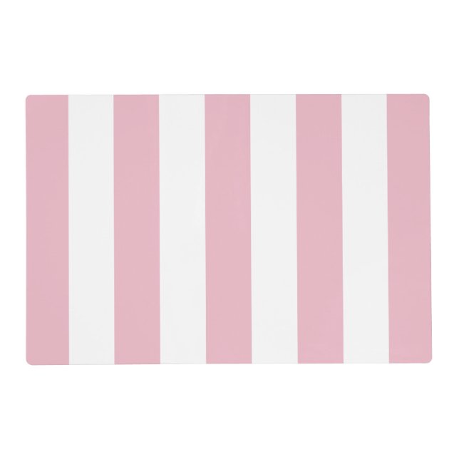 Pink Stripes, White Stripes, Striped Pattern Placemat (Front)