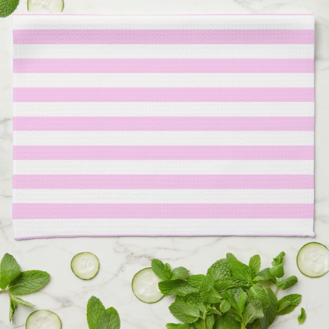 Pink Stripes, White Stripes, Striped Pattern Towel (Folded)