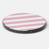 Pink Stripes, White Stripes, Striped Pattern Wireless Charger (Front 2)