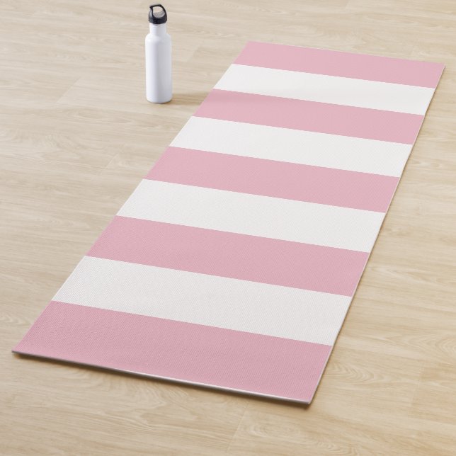 Pink Stripes, White Stripes, Striped Pattern Yoga Mat (In Situ)