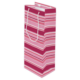 Pink stripes wine gift bag