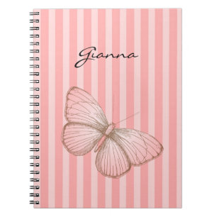 Pink Stripes with Butterfly Notebook