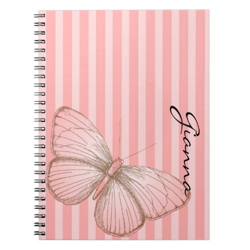 Pink Stripes with Butterfly Notebook