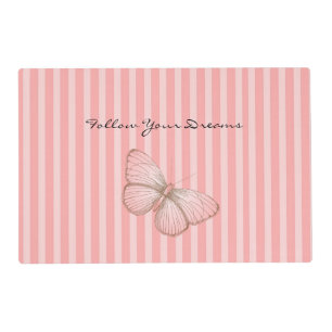 Pink Stripes with Butterfly Placemat