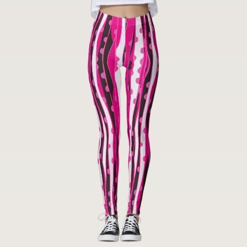 Pink Stripes Womens Leggings