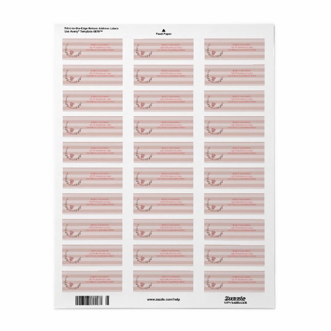 Pink Stripes Wreath Address Label (Full Sheet)