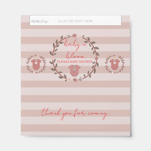 Pink Stripes Wreath Baby in Bloom Hershey Bar Favors